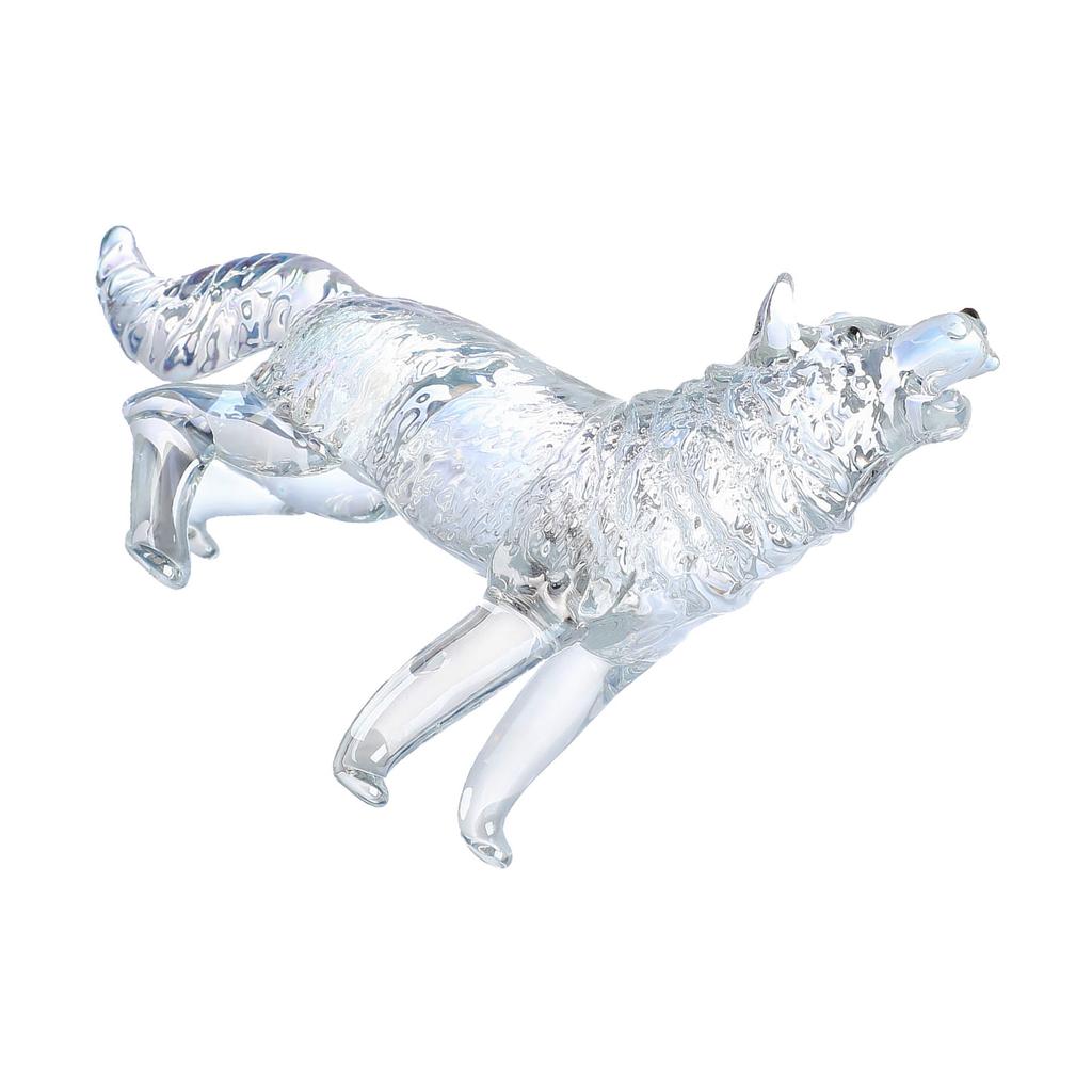 Статуэтка волка из хрустального стекла, воющая статуэтка волка, ручная стеклянная скульптура животного, коллекционное пресс-папье