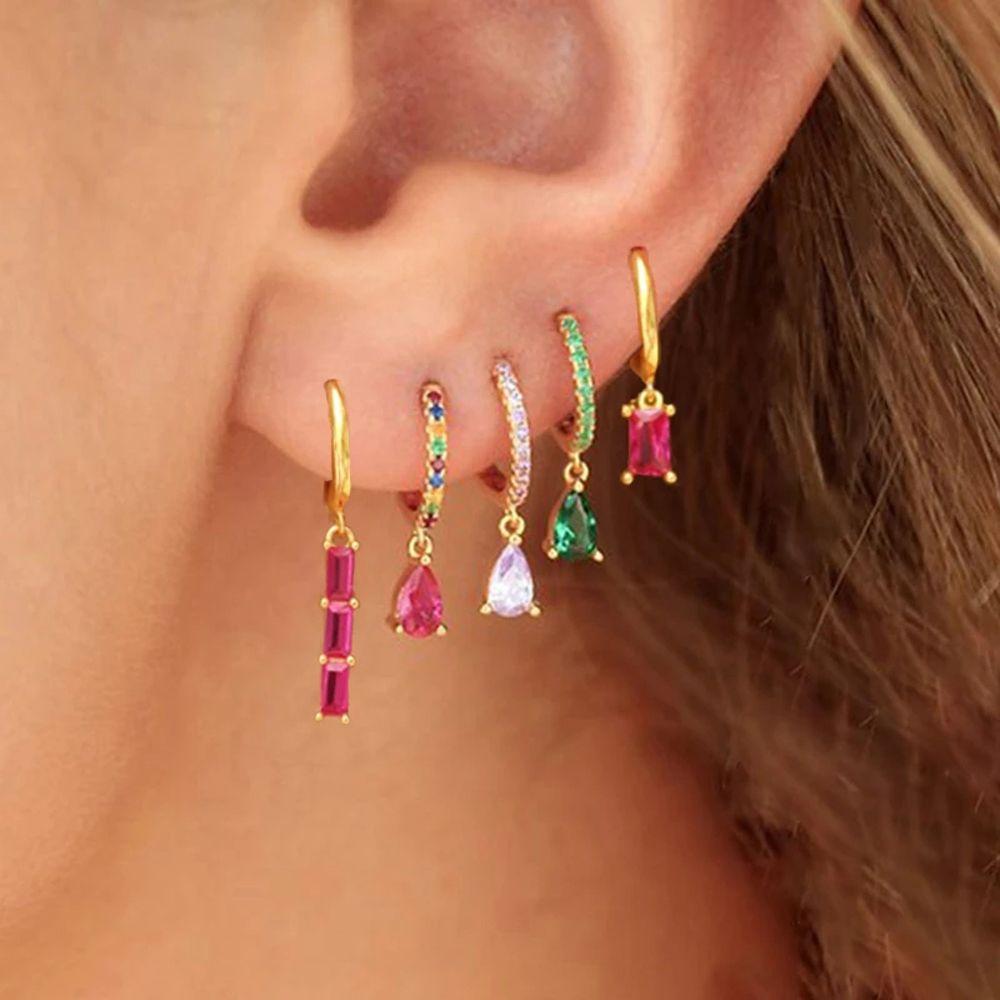 Zircon For Girls Crystal Ear Jewelry Women Hoop Earrings Dangle Drop Earrings Korean Stud Earrings