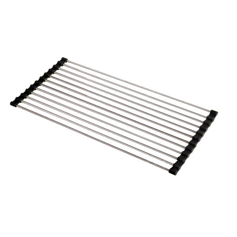2023 Over The Sink Roll-up Dish Drying Rack Sheet Pan Bottle Food Drainer Mat Strainer Basket Sieve Drainer Cleaning Gadget 37x23cm 37x30cm