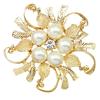 Flower Brooch Pin Rhinestone Crystal Faux Pearl Bouquet Bridal Wedding Jewelry