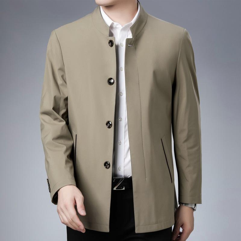 Весенне-осенний пиджак из шелка тутового шелкопряда, повседневный свободный топ на пуговицах для отца среднего возраста, мужская куртка для папы средней длины
