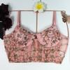 Женский сексуальный корсетный топ с кружевной цветочной вышивкой, розовые майки, летняя сетка Y2K, укороченный топ на бретельках, майка с открытой спиной, жилет-бюстье
