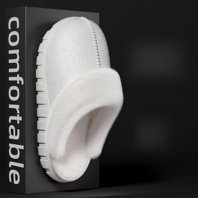 Водонепроницаемые хлопковые тапочки для женщин, для ношения в помещении и на улице, нескользящие, с флисовой подкладкой, съемные пушистые тапочки, зимняя теплая хлопковая обувь для мужчин