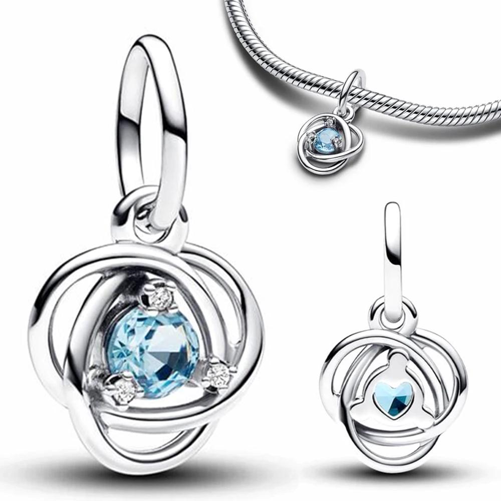 Медные twelve month birthstone сердце вечность шармы бусины кулон подходят к оригинальному браслету для женщин тонкие ювелирные изделия