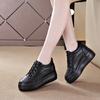 2024 Versatile Women's Low-top Shoes, Sandals, Genuine Leather, Autumn Models, Breathable Thick-soled Muffin Casual Shoes, Inner Height Increase, Whit
