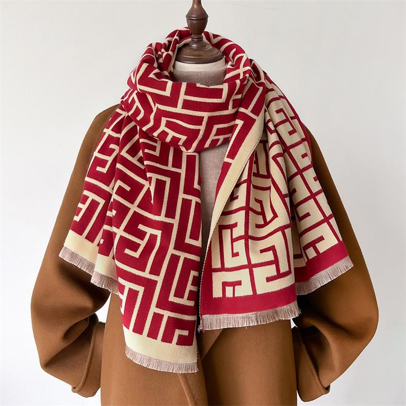 Зимний теплый кашемировый шарф для женщин, роскошный принт, пашминовая шаль, шейный платок, женская повязка на голову Bufanda Echarpe Design