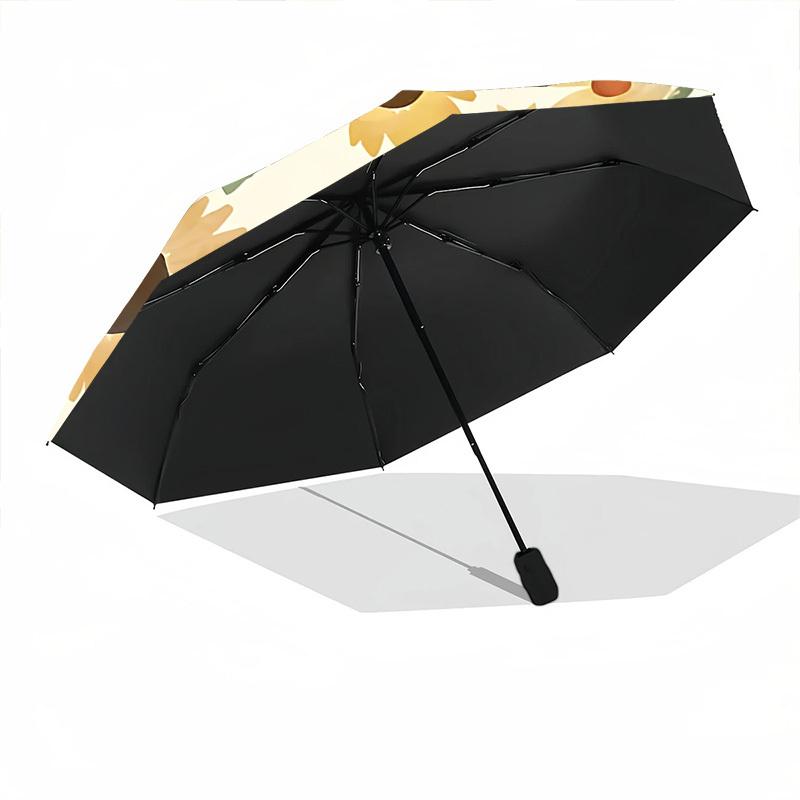 1pc Sunflower Print Auto-Fold Umbrella with One-Touch Open/Close - 8 Reinforced Ribs for Windproof Stability, yy251118195