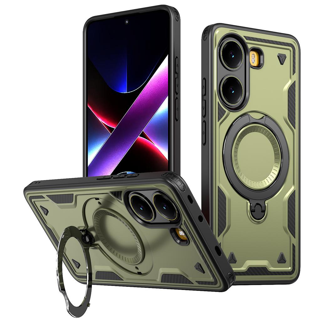 For Xiaomi Poco X7 Pro 5G/Redmi Turbo 4 5G Case Compatible with MagSafe Military Protection PC+TPU Kickstand Phone Cover