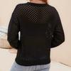 IHUASU Autumn and Winter Solid Colour Women's Knitwear Hollow Out Pullover O-Neck Sweater