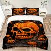 3pcs Halloween Pumpkin Skull Duvet Cover Set - Machine Washable, Includes 1 Cover and 2 Pillowcases, No Core Included yy251013120