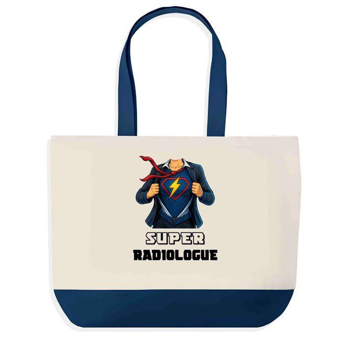 Tote bag - PLANETEE - Sac shopping fond bleu - 40x45 cm - Coton - Fabriqué en France