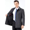 Men's Mid-length Windbreaker Single-breasted Woolen Woolen Coat Lapel Plaid Winter Middle-aged Casual Coat