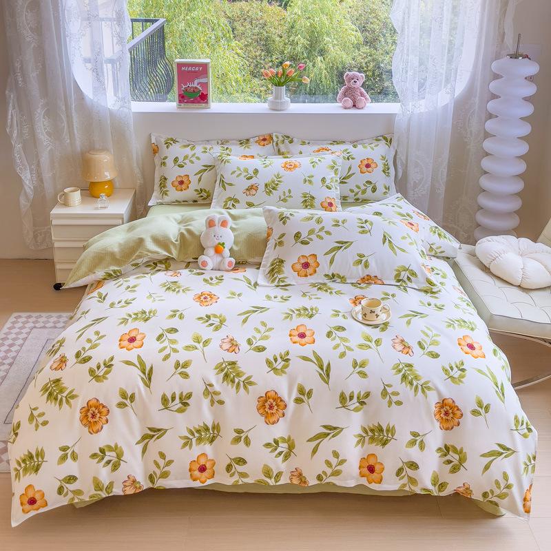 Комплект из четырех предметов из чистого хлопка, утолщенный и шлифованный, комплект из трех предметов из хлопка для общежития