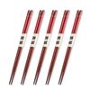 Wooden Slim Set of Current Model J-kitchens Chopsticks, Hexagonal, Vermilion, 5, 23cm,