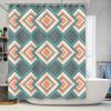 Зеленая и персиковая шторка для душа с ромбовидным узором, водонепроницаемая ткань для декора ванной комнаты – современный геометрический дизайн, в комплекте 12 крючков