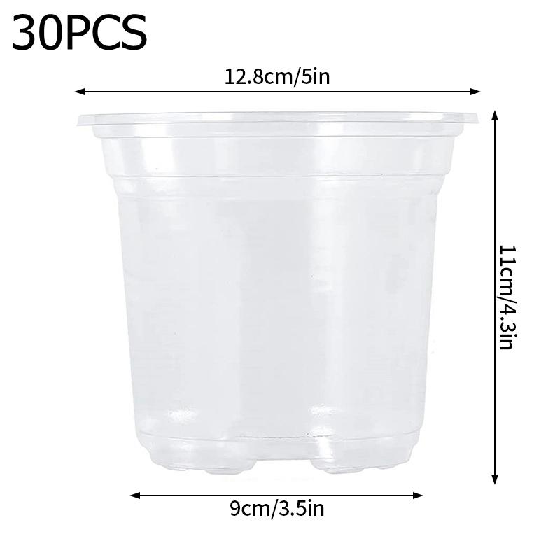 30 шт. пластиковый горшок для рассады растений, прозрачный цветочный горшок, утолщенный посадочный стаканчик, садовый горшок для пересадки, кашпо