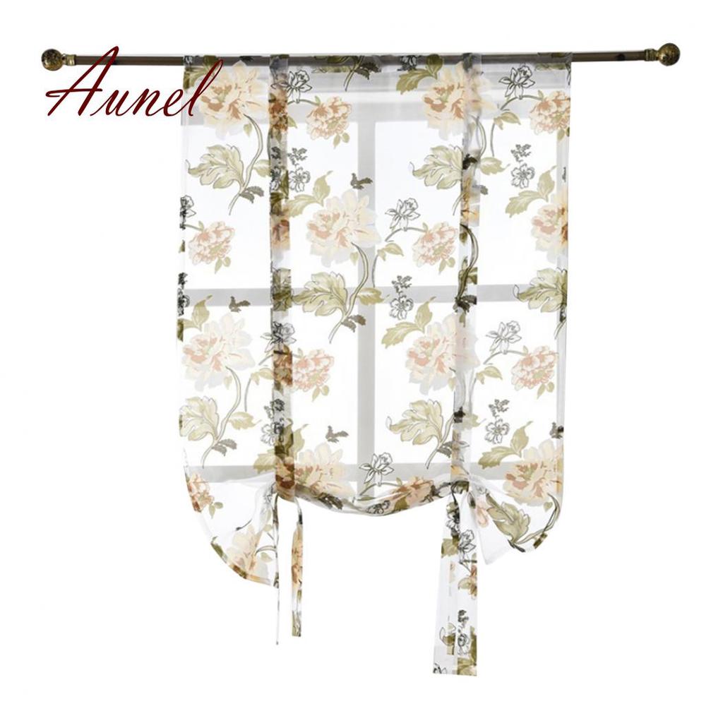Фантастические римские шторы с цветочным принтом, кухонный ламбрекен, тюлевая прозрачная панель, драпировка для окна спальни, KTY