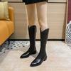 Temperament Versatile Fashion Boots Western Cowboy Boots Fashion Velvet Mid-heel Zipper Boots Women's 2025 Autumn and Winter New Models