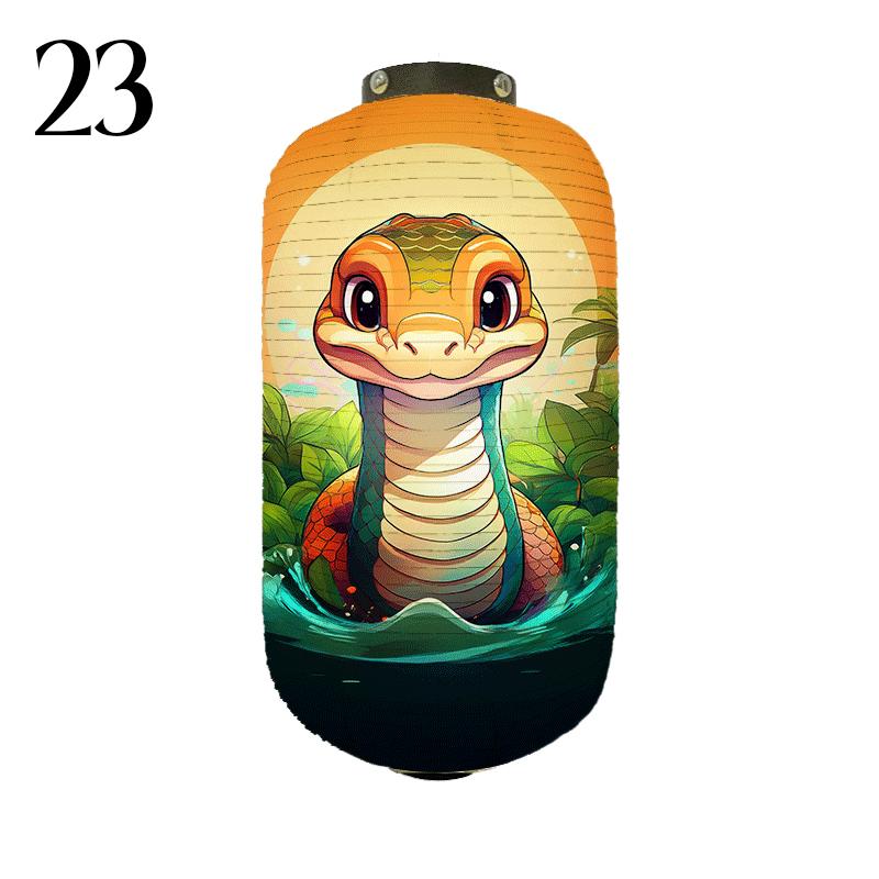 Японский Стиль Тканевый Фонарь Маскоты Новогоднего Фестиваля Зодиакальная Змея Принт Фонарь Магазин Суши Бистро Ресторан Декор Украшения