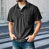 Мужская футболка с потертыми лацканами, повседневная футболка с коротким рукавом, летняя футболка с воротником на пуговицах и карманом для работы, повседневной носки на улице