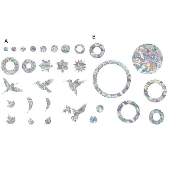 2 листа наклеек на окна, глянцевые декоративные колибри/листья/перья, универсальные, статическое стекло