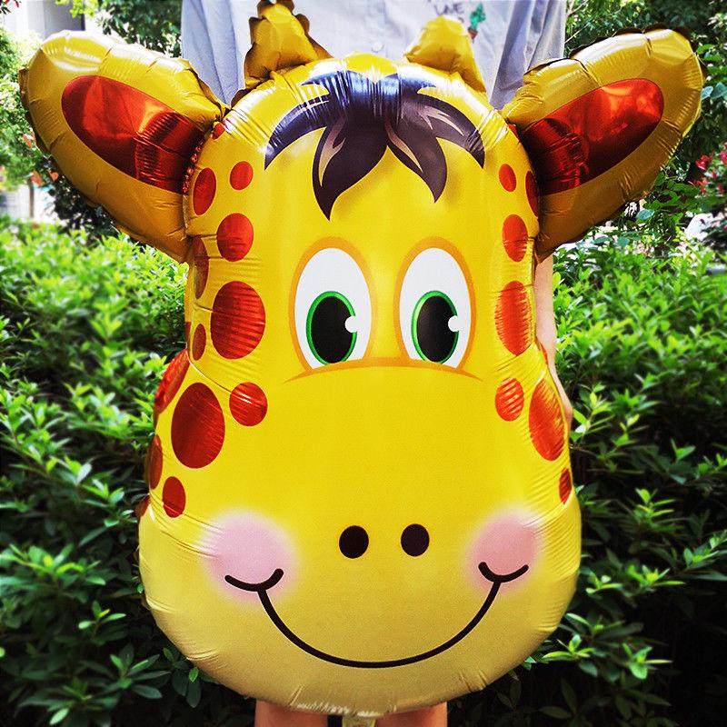 1pcs Hand Held Animal Head Balloon Lion Monkey Cow Giraffe Zebra Birthday Decoration Party Supplies