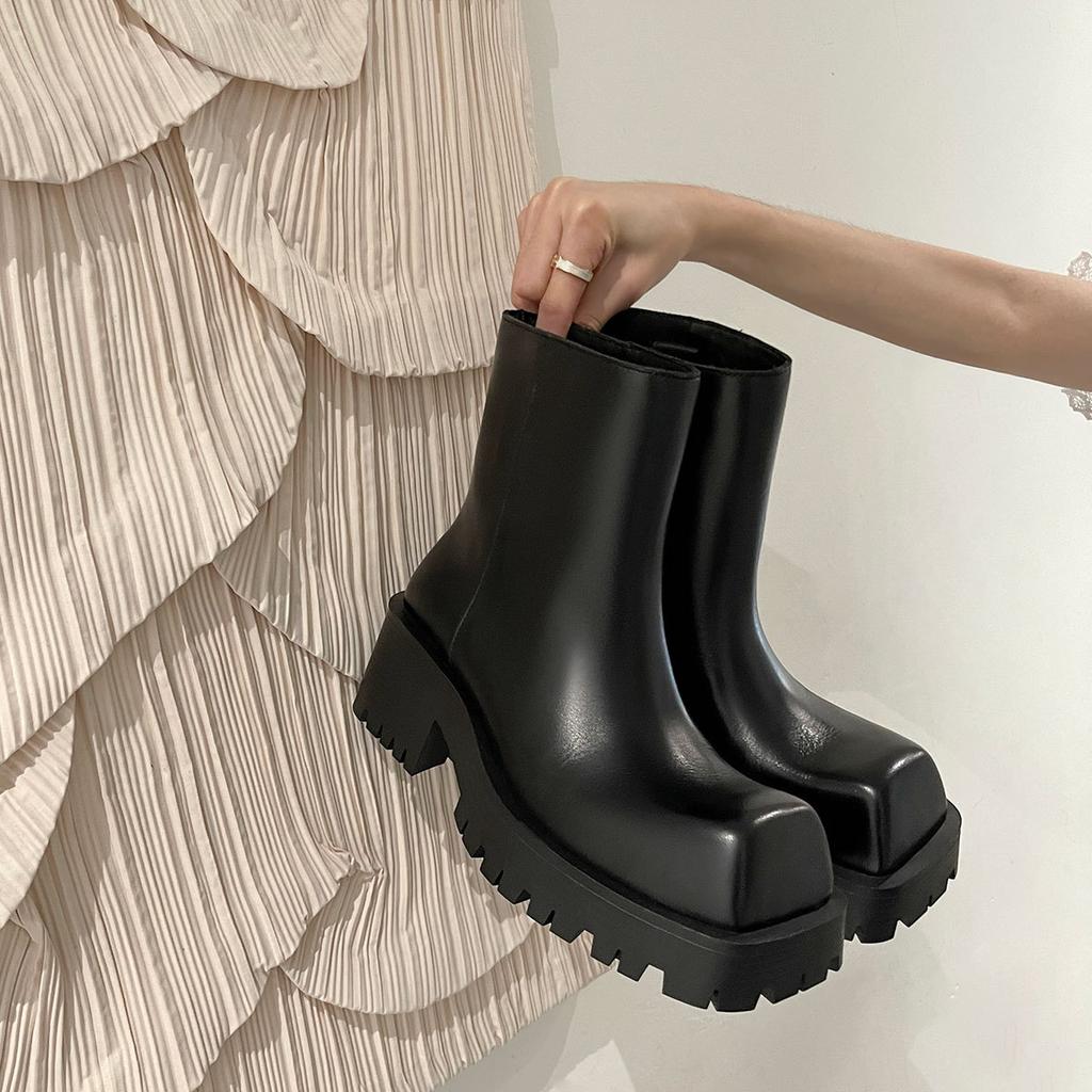 2024 Новые массивные ботинки Модные женские ботильоны на платформе с лодыжкой Женские туфли на плоской подошве с кисточками Ботильоны женские с квадратной головкой Ботильоны Altas Mujer