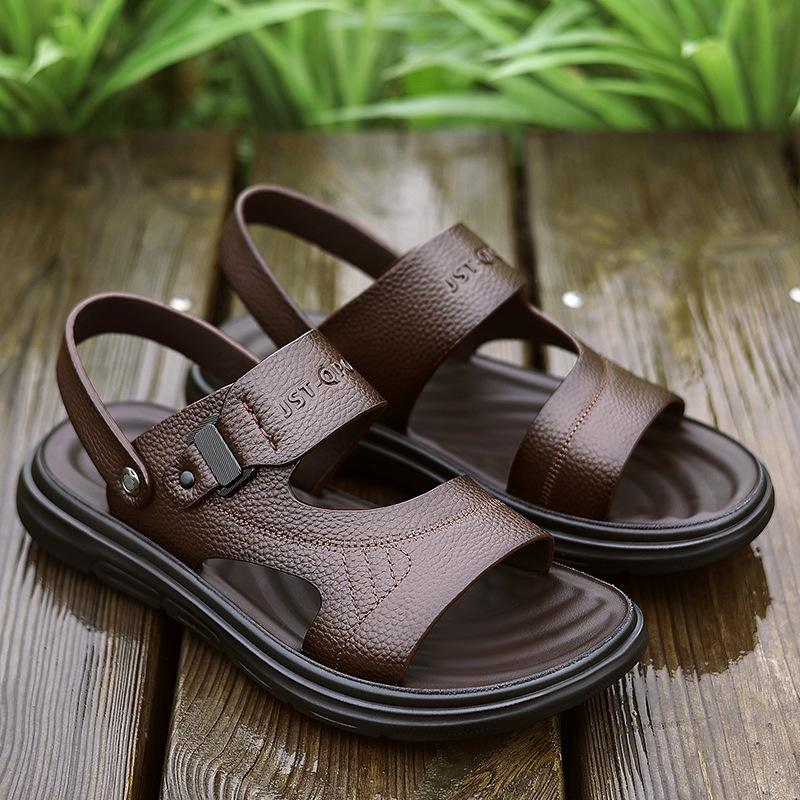 Мужские сандалии летние тапочки удобная обувь мягкая подошва для улицы пожилые прохладные тапочки тренд 2025