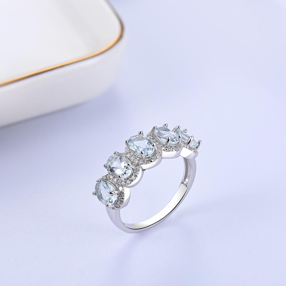 Великолепное массивное серебряное кольцо для женщин, натуральный аквамарин, мартовский камень, камень для повышения смелости и уверенности, роскошные ювелирные изделия