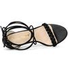 Allegra K Women's Lace-Up Sandals with Strap Heels, Black, Size 26.0cm