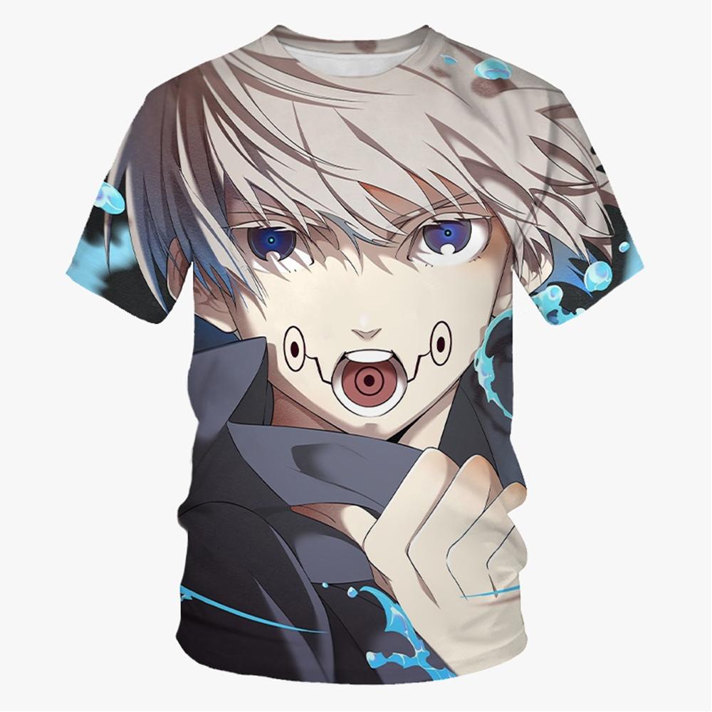 Summer Round Neck 3D Print Anime Pattern Top Fashionable Casual Short Sleeved Men's T-shirts