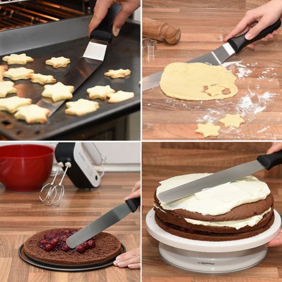 3Pcs Icing Spatula Set Stainless-Steel Offset Spatula Angled Cake Spatulas with Ergonomic Handle Easy To Clean Cake Spatulas Frosting Smoother