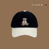 Cute bear corduroy baseball cap children autumn and winter new contrasting color splicing versatile cap men