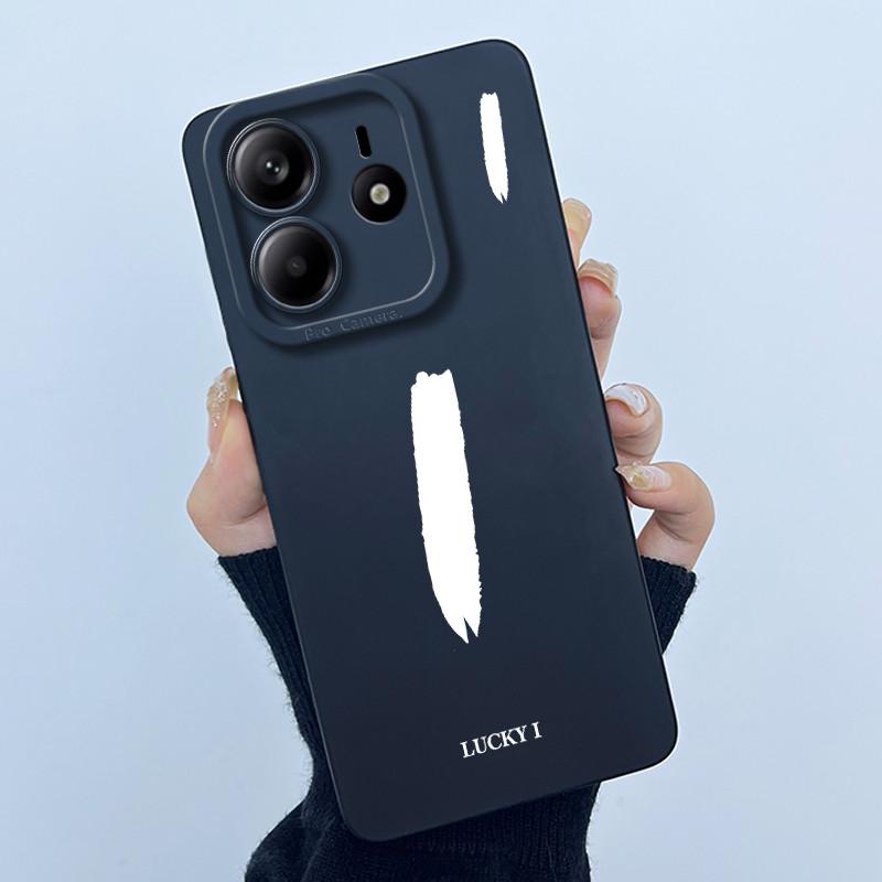 For Xiaomi Redmi Note 14 5G Cover Case Lucky Initial Letter Couple Silicone Soft Matte Phone Bumper for Redmi Note14 5G Casing