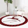 Christmas Village Round Rug Nordic Winter Round Reindeer Ornaments Round Rug Cozy Cabin Round Rug Festive Forest Holiday Decor