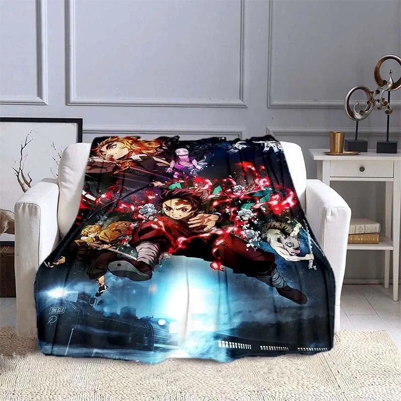 Одеяло с изображением убийцы демонов в стиле аниме, супер мягкое теплое одеяло, фланелевое одеяло, одеяло для пикника, одеяла для кроватей, одеяло для пикника