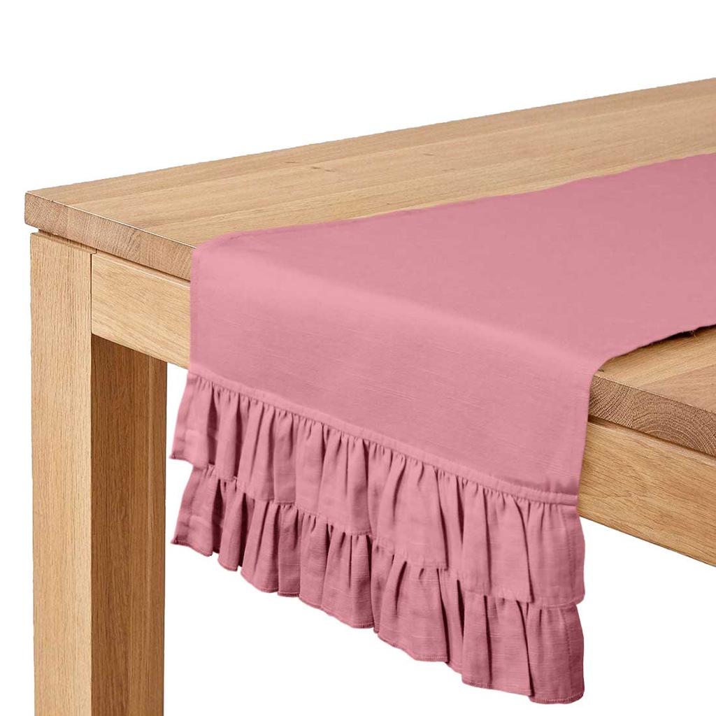 Vargottam Розовый домашний декор, стильная свадебная вечеринка, праздничный декор для сервировки стола, сплошная дорожка для стола с двойной оборкой - 14 x 108