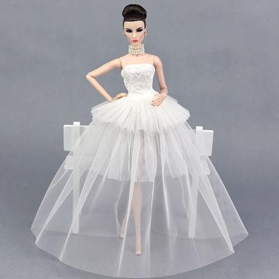 Высококачественное чистое белое вечернее платье для куклы Барби, многослойные вечерние платья, свадебные платья, платья, аксессуары для кукол