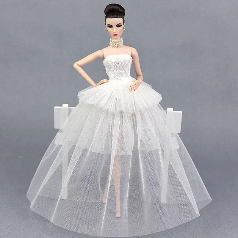 Высококачественное чистое белое вечернее платье для куклы Барби, многослойные вечерние платья, свадебные платья, платья, аксессуары для кукол