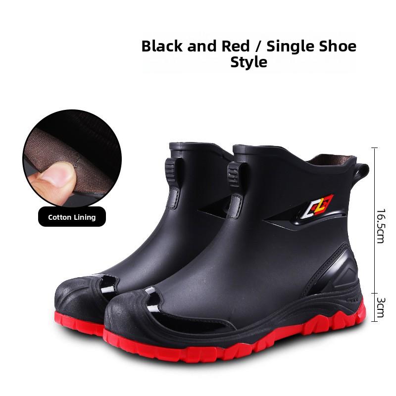 Men's Waterproof Rain Boots Anti-Slip Wear-Resistant Kitchen Oes Fiing Car Wa Very Labor Protection Warm Water Shoes