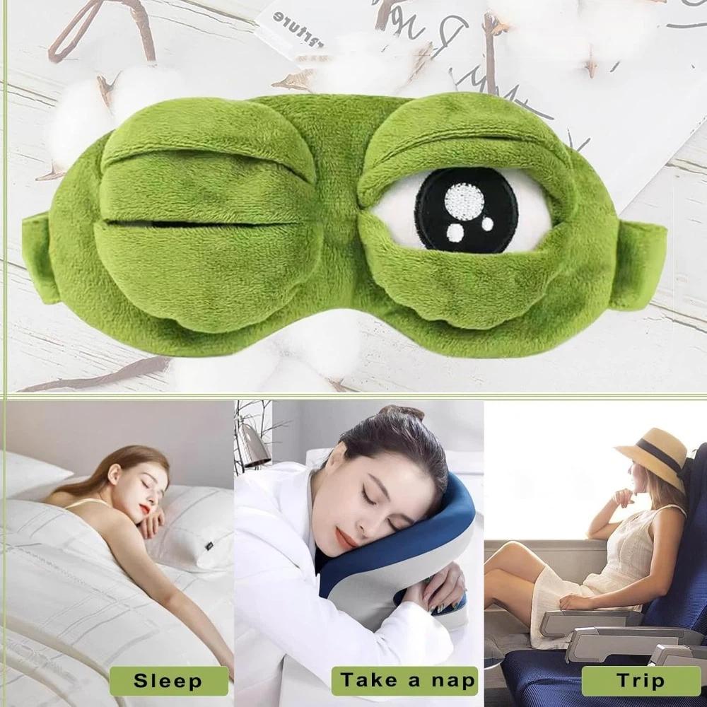 Green Big Eyes Frog Sleep Eye Mask Cartoon Plush Sleeping Eye Cover Lovely 3D Eye Mask Travel Nap