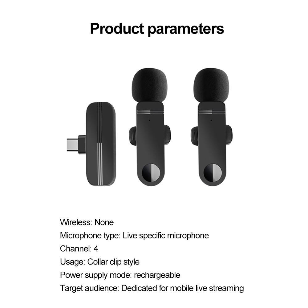 Wireless Lavalier Microphone Audio Video Recording Mini Mic For iPhone Android Laptop Live Gaming Mobile Phone Microphone