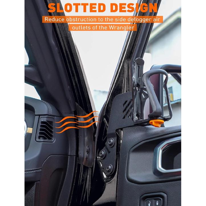 Savadicar Door Cup Holder Compatible With Jeep Wrangler (JL) & Gladiator (JT) 2018-2025, Fit Standard Bottles 2.2 To 3.1 Inch, Extension Accessories