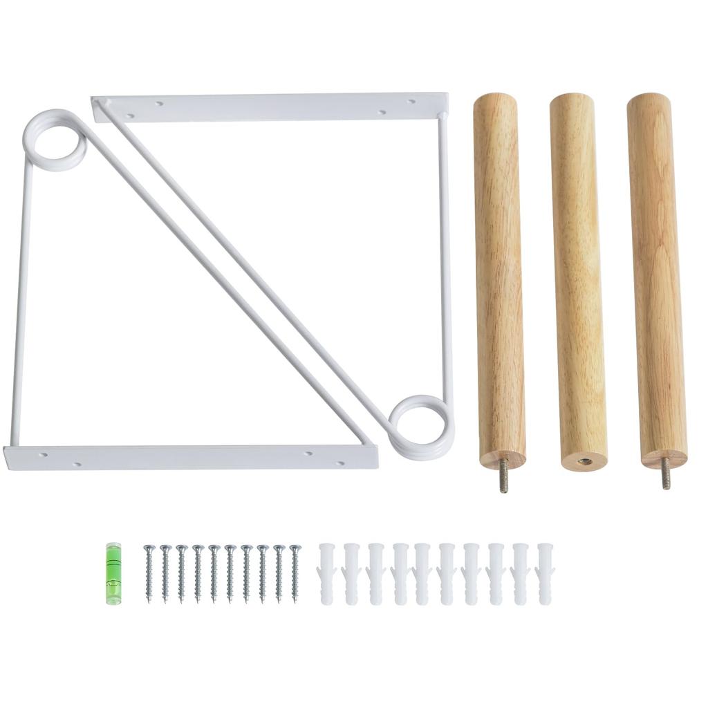 IBUYKE Деревянная вешалка 80см Труба Одежда Легкая 30кг Вес Многоцелевая Подвесная Стильная Белая с Деревянной отделкой Стойка, Широкая, Стойка в Антикварном стиле,