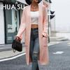 Autumn and Winter Women's Solid Colour Knitwear Pocket Coat Sweater