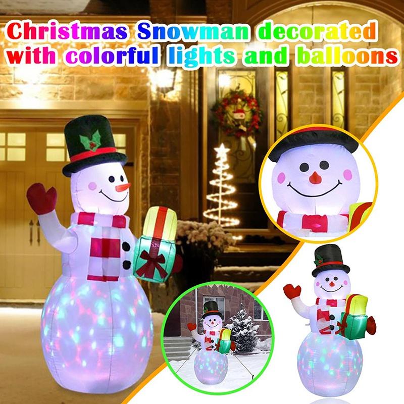 Christmas Inflatable Snowman 1.5m LED Illuminated Light Lantern Model Colorful Rotate Airblown Dolls Toys for Home Party Decor