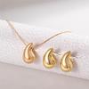 3Pcs Vintage Water Drop Shape Jewelry Set Teardrop Pendant Chain Necklace Earrings Set For Woman Gift