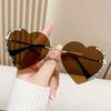 UV400 Shades Metal Frame Love Heart Glasses Rimless Eyewear Lightweight Heart Sunglasses For Beachwear Outdoor Activities Women