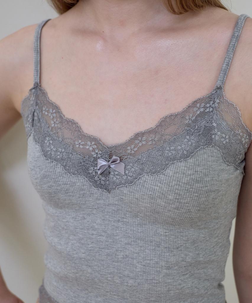 ROSEFRANTZ Lace Trim Sleeveless [Gray]