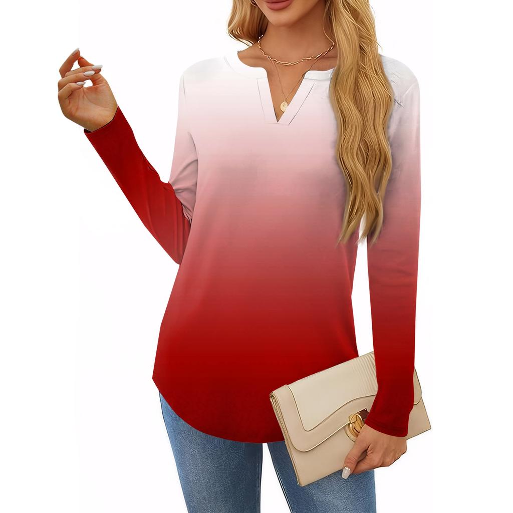 Women's T Shirt Tee Print Long Sleeve Daily Weekend Fashion Basic V Neck Regular Top